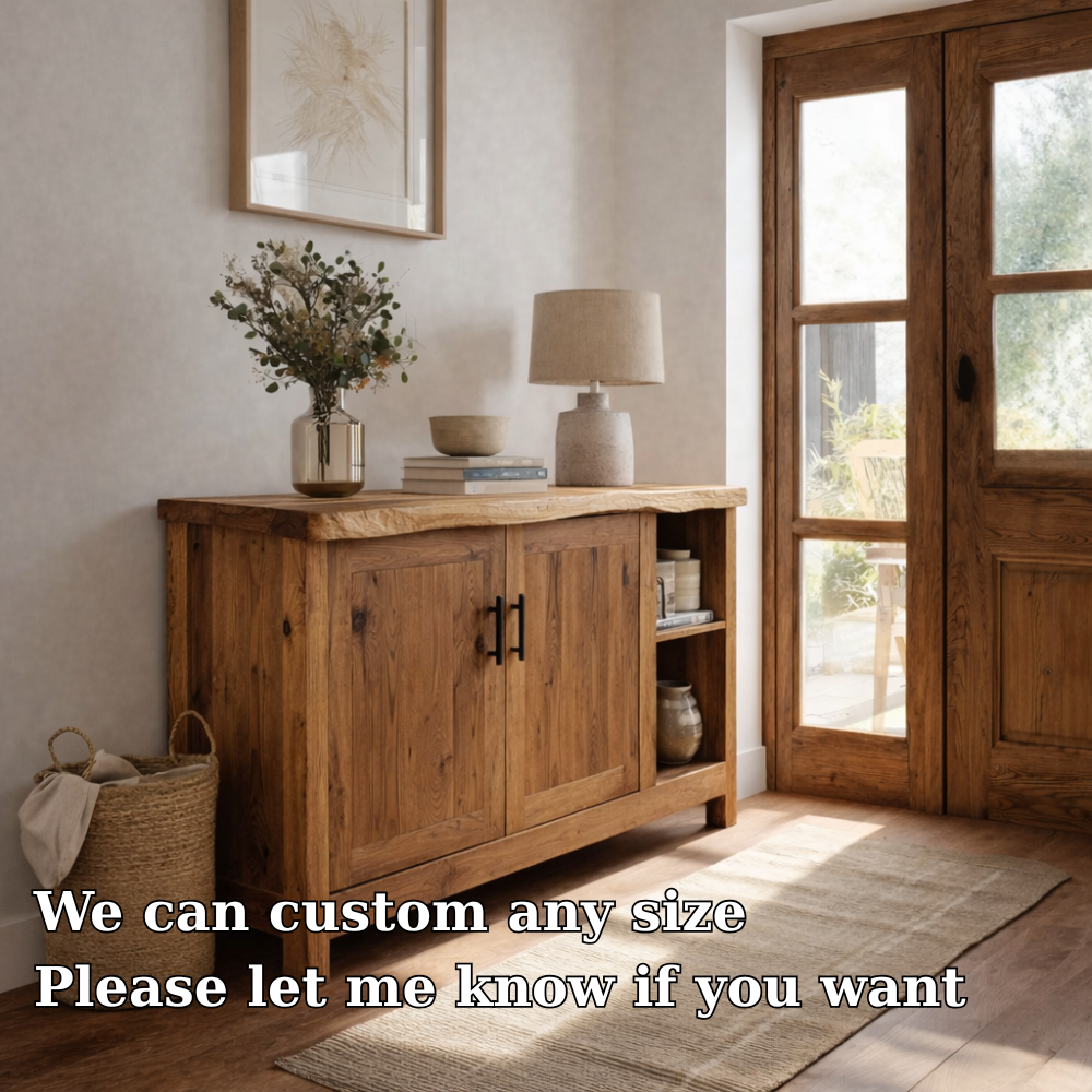 Solid Wood Console Table with Storage Doors – Rustic Entryway Cabinet - view 6 of 7