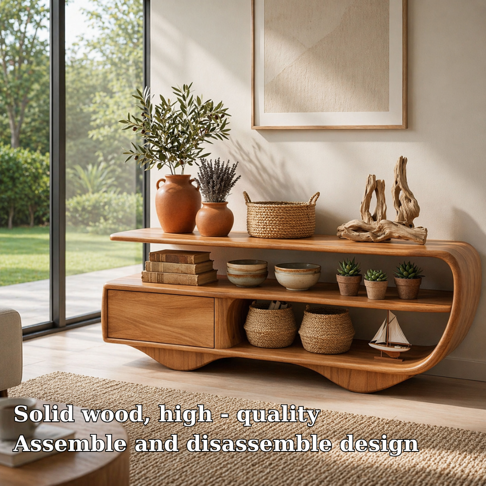 Modern Solid Wood Console Sideboard – Minimalist Storage Cabinet for Living Room - view 5 of 7