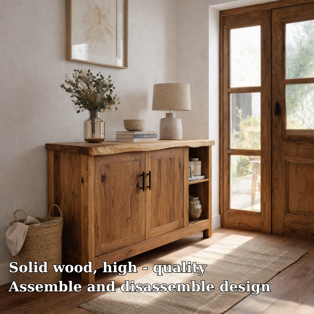 Solid Wood Console Table with Storage Doors – Rustic Entryway Cabinet - view 5 of 7