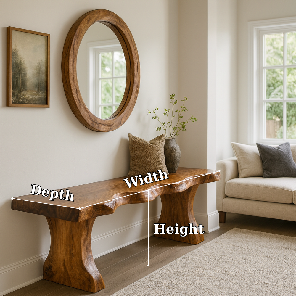 Solid Wood Entryway Bench with Live Edge Rustic Hallway Foyer Bench - view 7 of 7
