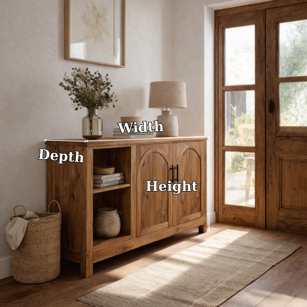 Solid Wood Console Table with Doors and Shelves – Rustic Entryway Storage Cabinet - view 7 of 7