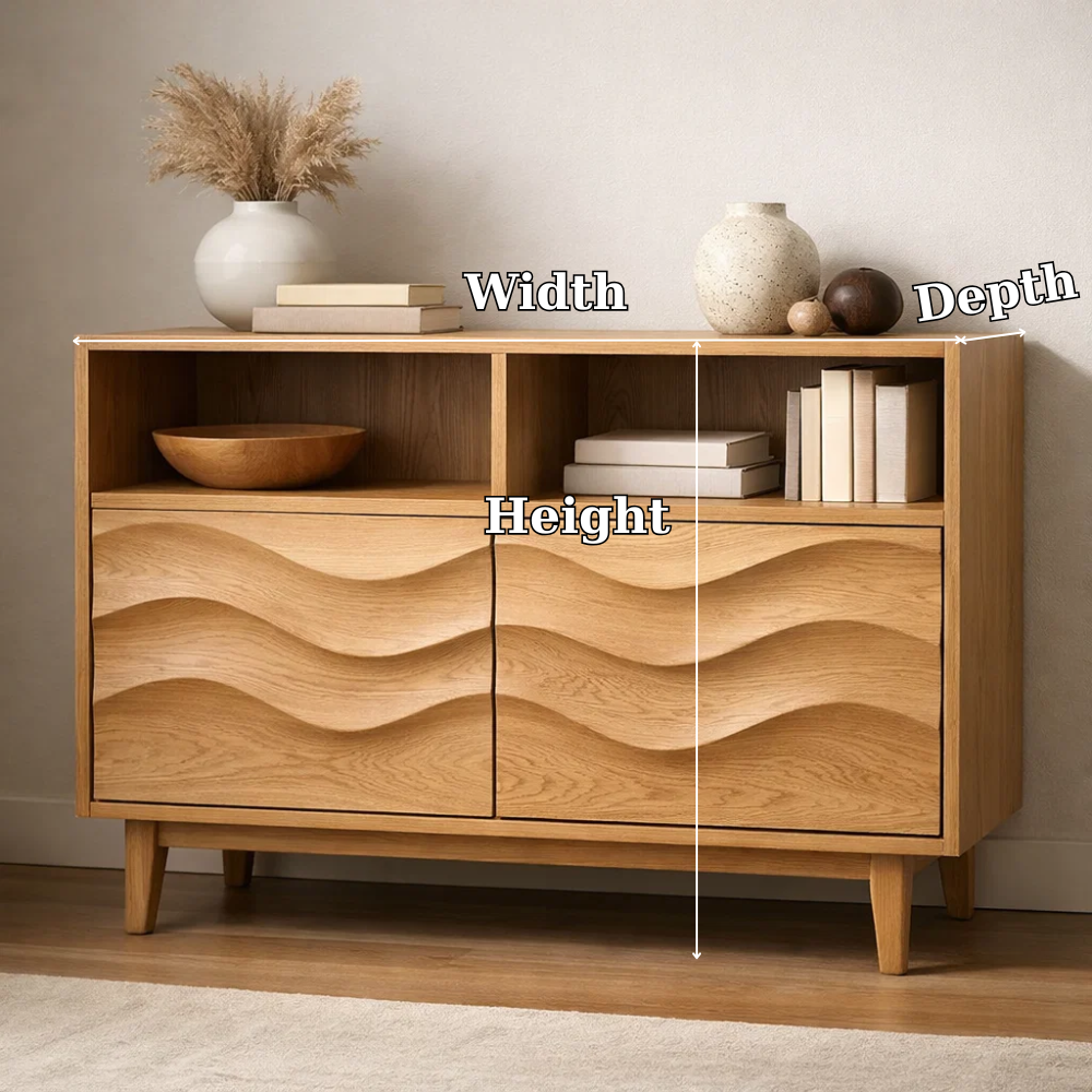 Modern Solid Wood Console Cabinet with Wavy Design - Stylish Storage for Living Room - view 7 of 7