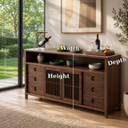 Solid Wood Console Sideboard with Slatted Doors – Modern Walnut Storage Cabinet - view 7 of 7