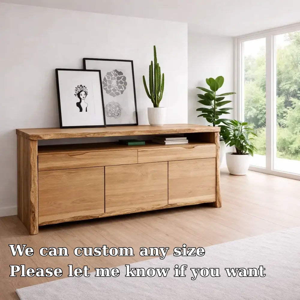 Solid Wood Console Table Modern Sideboard with Storage Cabinet - view 6 of 7