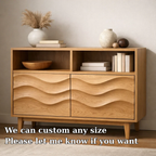 Modern Solid Wood Console Cabinet with Wavy Design - Stylish Storage for Living Room - view 5 of 7