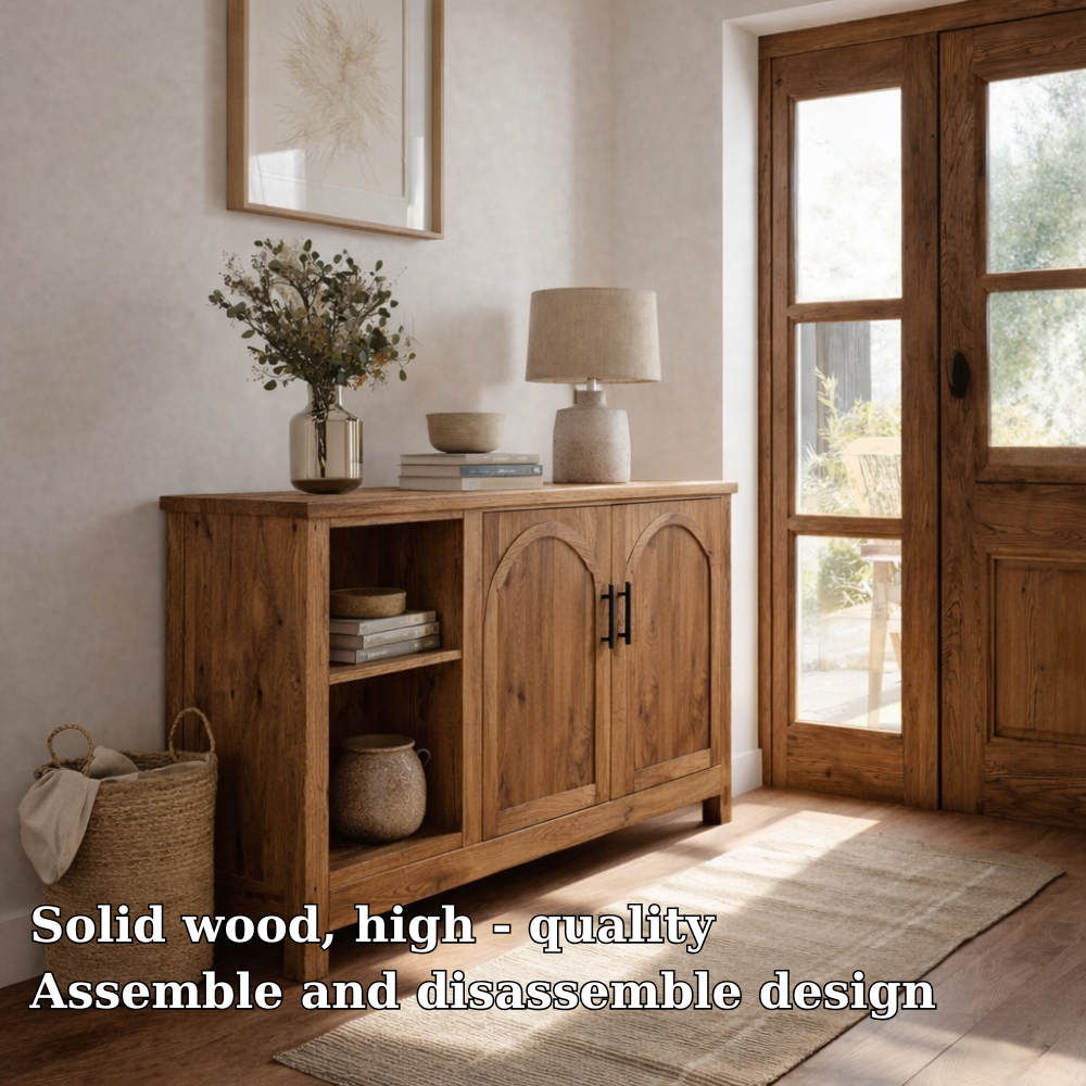 Solid Wood Console Table with Doors and Shelves – Rustic Entryway Storage Cabinet - view 5 of 7