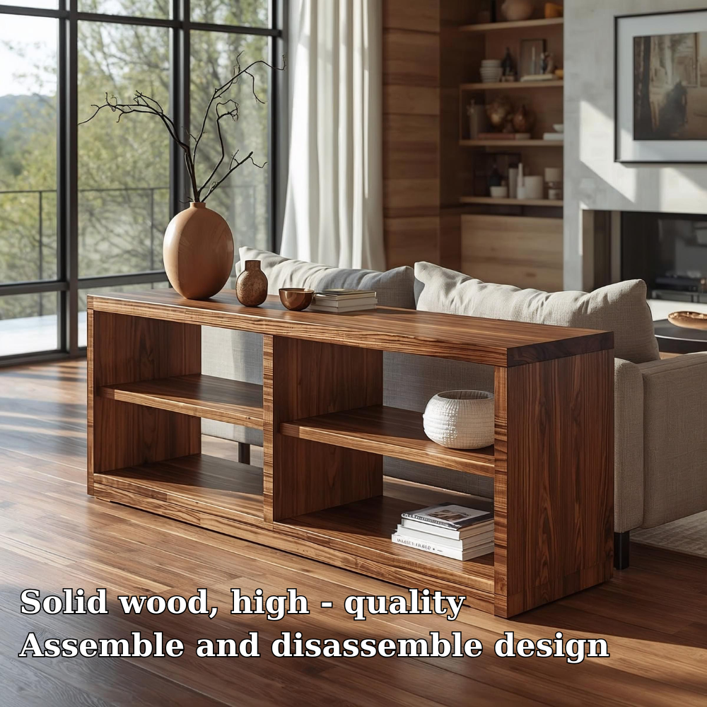 Modern Solid Wood Console Cabinet with Open Shelving – Stylish Living Room Storage - view 5 of 7