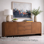 Solid Wood Console Table with Drawers and Cabinets – Modern Walnut Sideboard - view 5 of 7