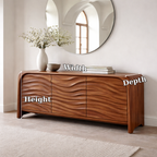 Solid Wood Console Table with Sculpted Wave Front – Modern Entryway Storage Cabinet - view 7 of 7