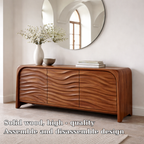 Solid Wood Console Table with Sculpted Wave Front – Modern Entryway Storage Cabinet - view 6 of 7