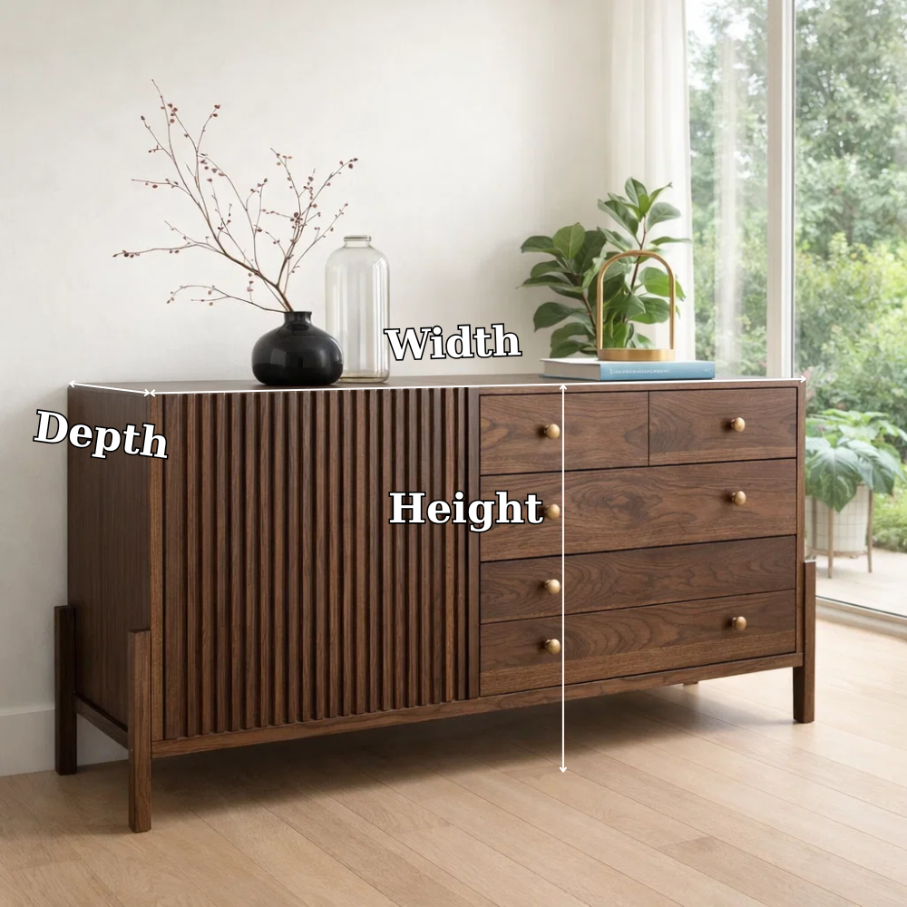 Fluted Panel Sideboard Cabinet with 4 Drawers – Contemporary Storage Console - view 7 of 7