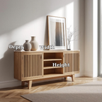 Modern Oak Console Cabinet with Vertical Slatted Doors – Stylish Storage for Living Room - view 7 of 7