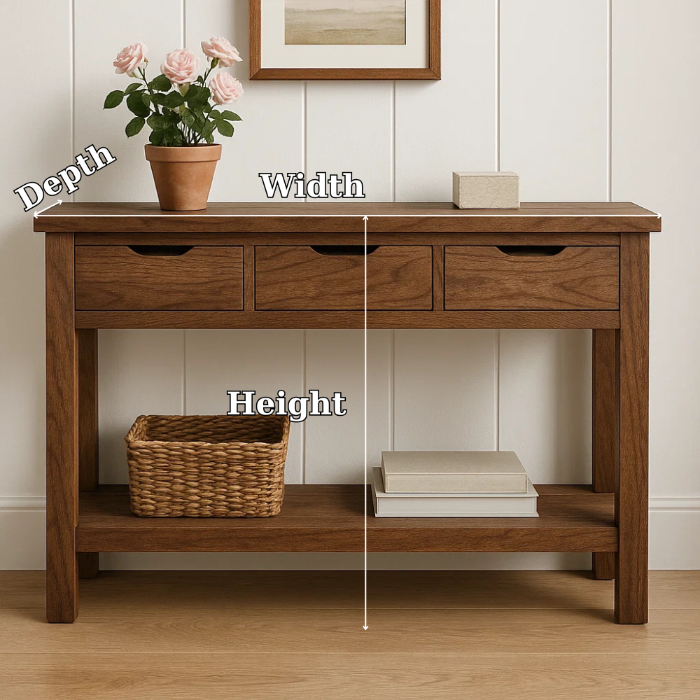 Rustic Wooden Console Table with Storage Drawers and Bottom Shelf for Entryway - view 7 of 7