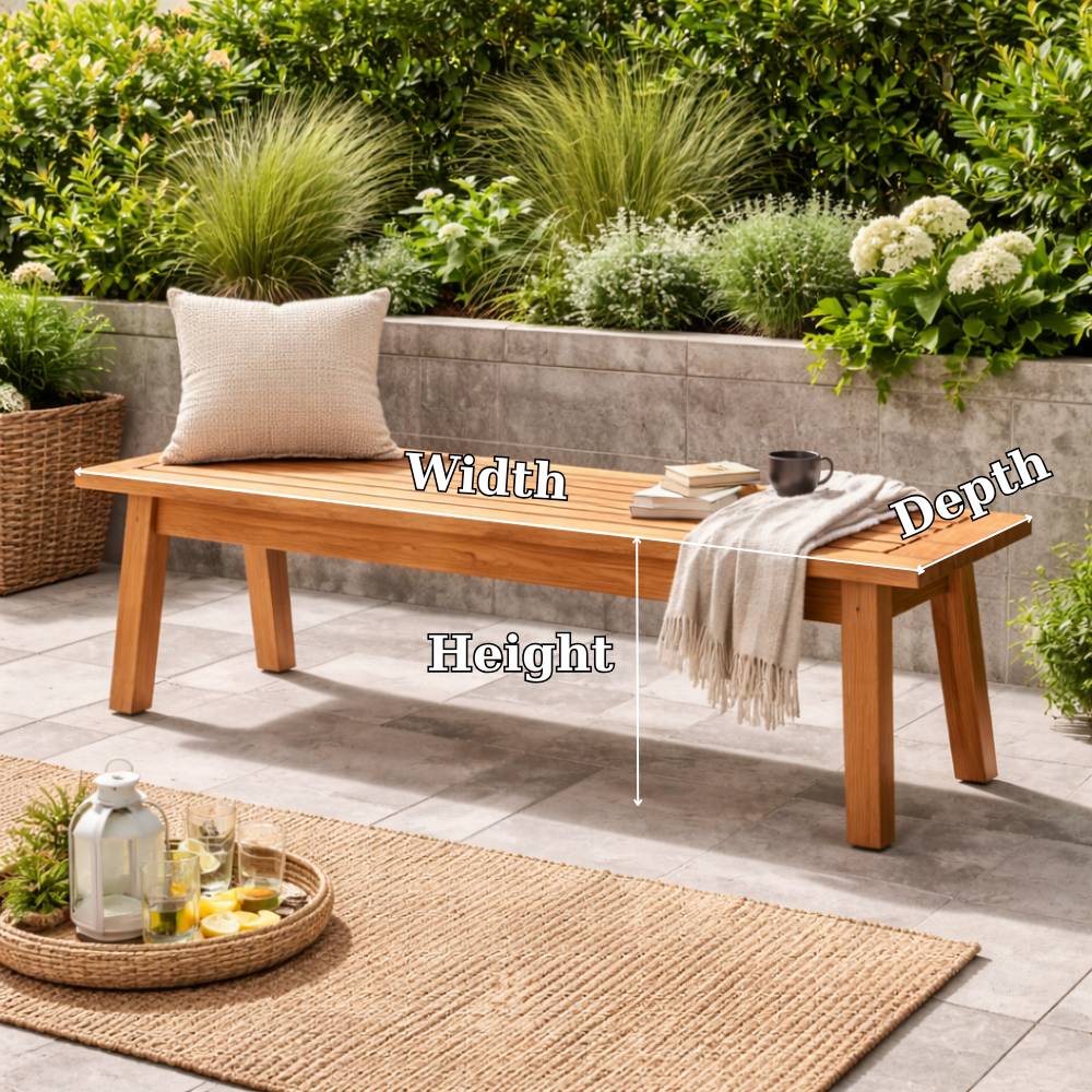 Outdoor Solid Wood Entryway Bench | Modern Patio & Garden Bench with Storage - view 7 of 7