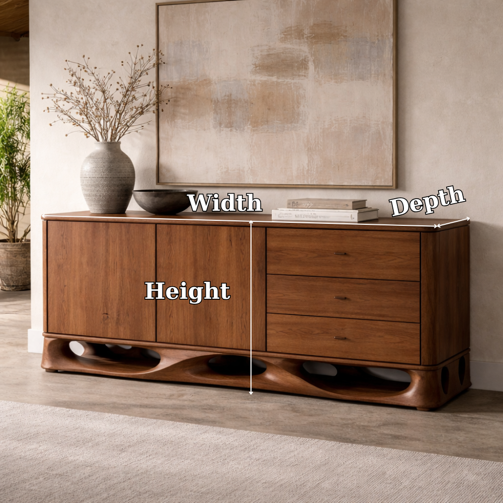 Solid Wood Console Cabinet with Sculptural Base and Drawer Storage - view 5 of 7