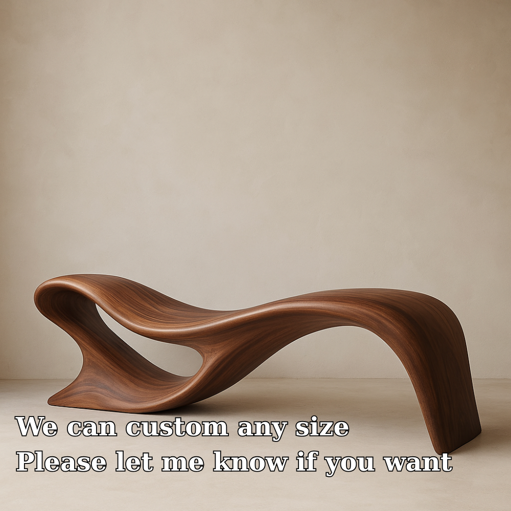 Modern Organic Solid Wood Bench – Artistic Curved Wooden Seating Bench - view 5 of 7
