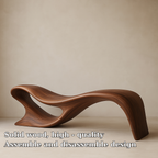 Modern Organic Solid Wood Bench – Artistic Curved Wooden Seating Bench - view 6 of 7