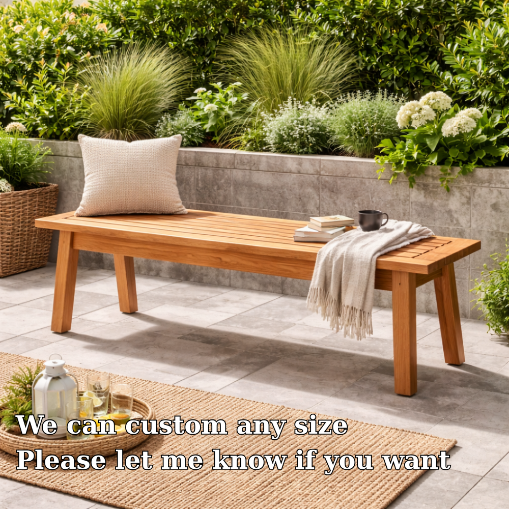 Outdoor Solid Wood Entryway Bench | Modern Patio & Garden Bench with Storage - view 6 of 7