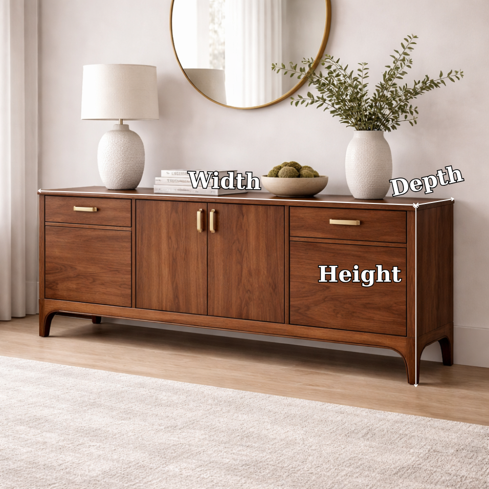 Modern Solid Wood Sideboard Console Cabinet with Drawers and Storage - view 7 of 7