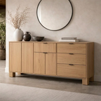 Modern Solid Wood Console Cabinet with Drawers and Doors Storage - view 1 of 7