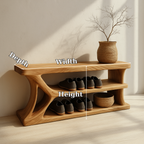 Modern Solid Wood Shoe Storage Bench – Entryway Wooden Bench with Open Shelves - view 7 of 7