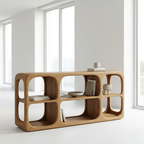 Minimalist Light Oak Console Cabinet - Sculptural Open Shelf Sideboard - view 1 of 7