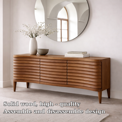 Solid Wood Console Table with Fluted Front – Modern Entryway Storage Sideboard - view 5 of 7