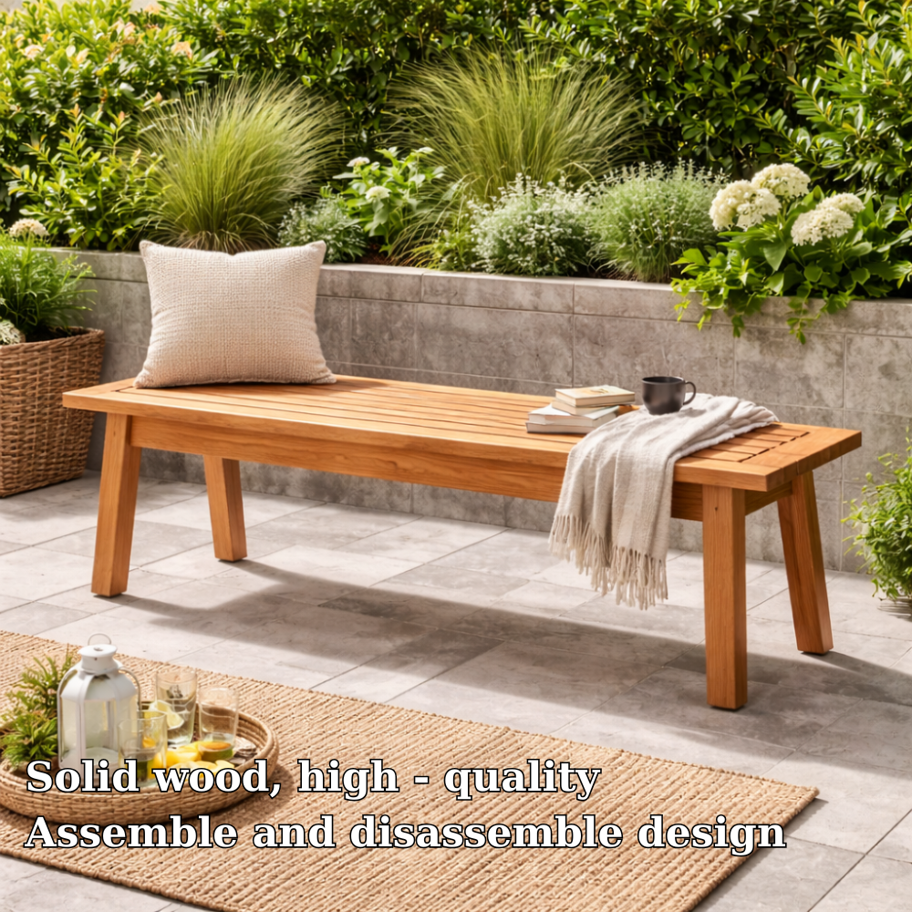 Outdoor Solid Wood Entryway Bench | Modern Patio & Garden Bench with Storage - view 5 of 7