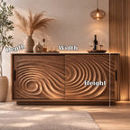 Solid Wood Console Table with Carved Wave Doors – Modern Sculptural Storage Cabinet - view 7 of 7