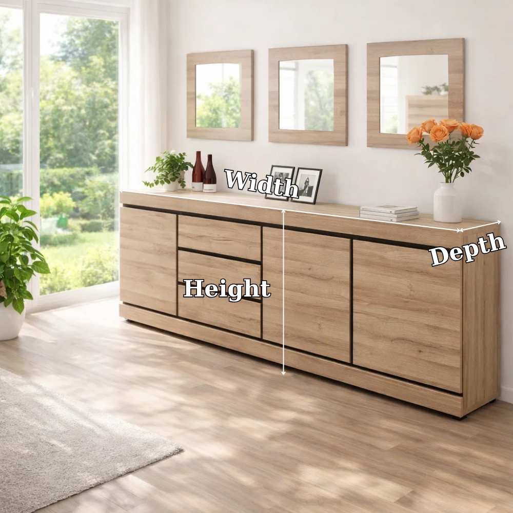 Modern Wide Sideboard Cabinet with Drawers and Doors - view 6 of 7