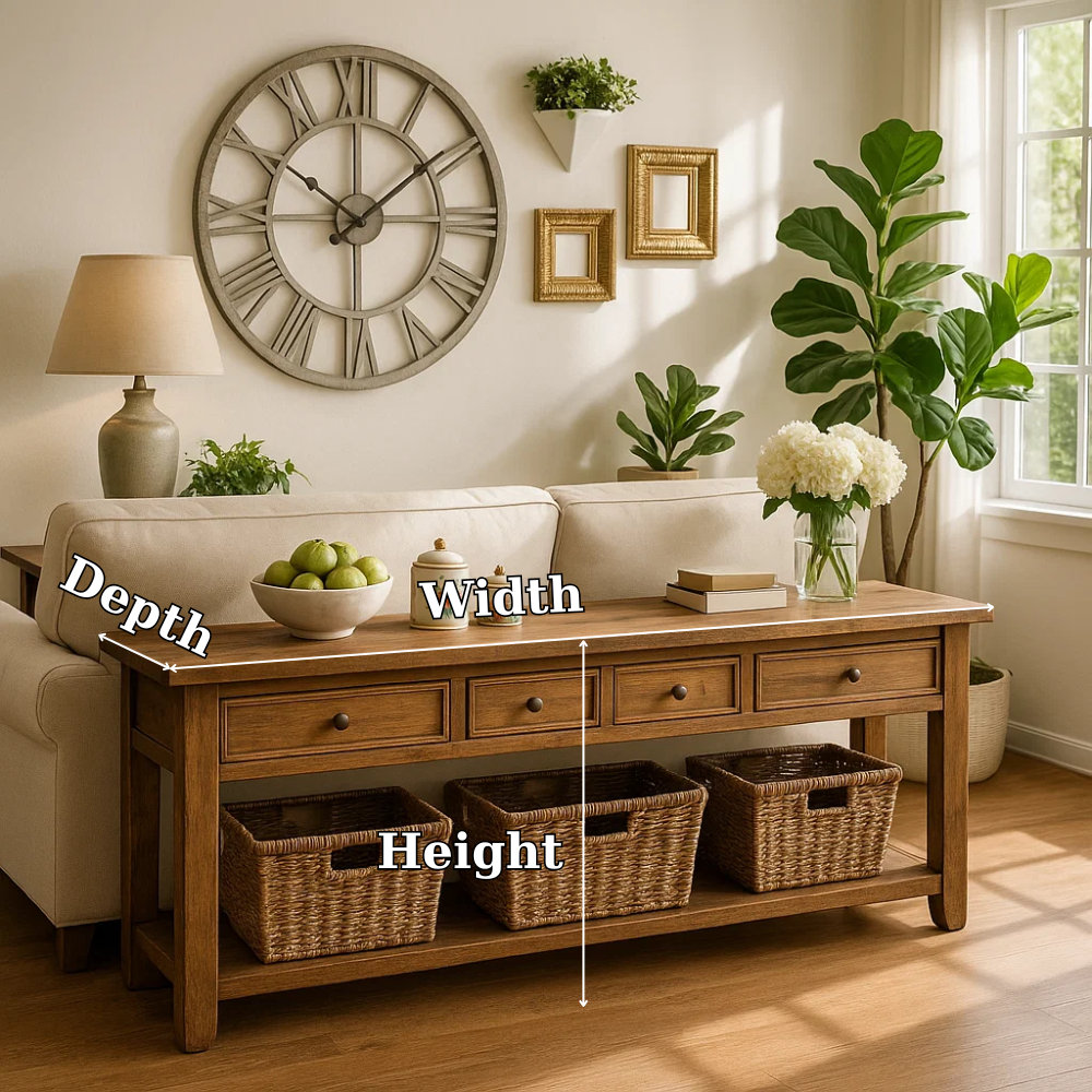 Solid Wood Console Table with Drawers and Storage Shelf for Living Room or Entryway - view 7 of 7