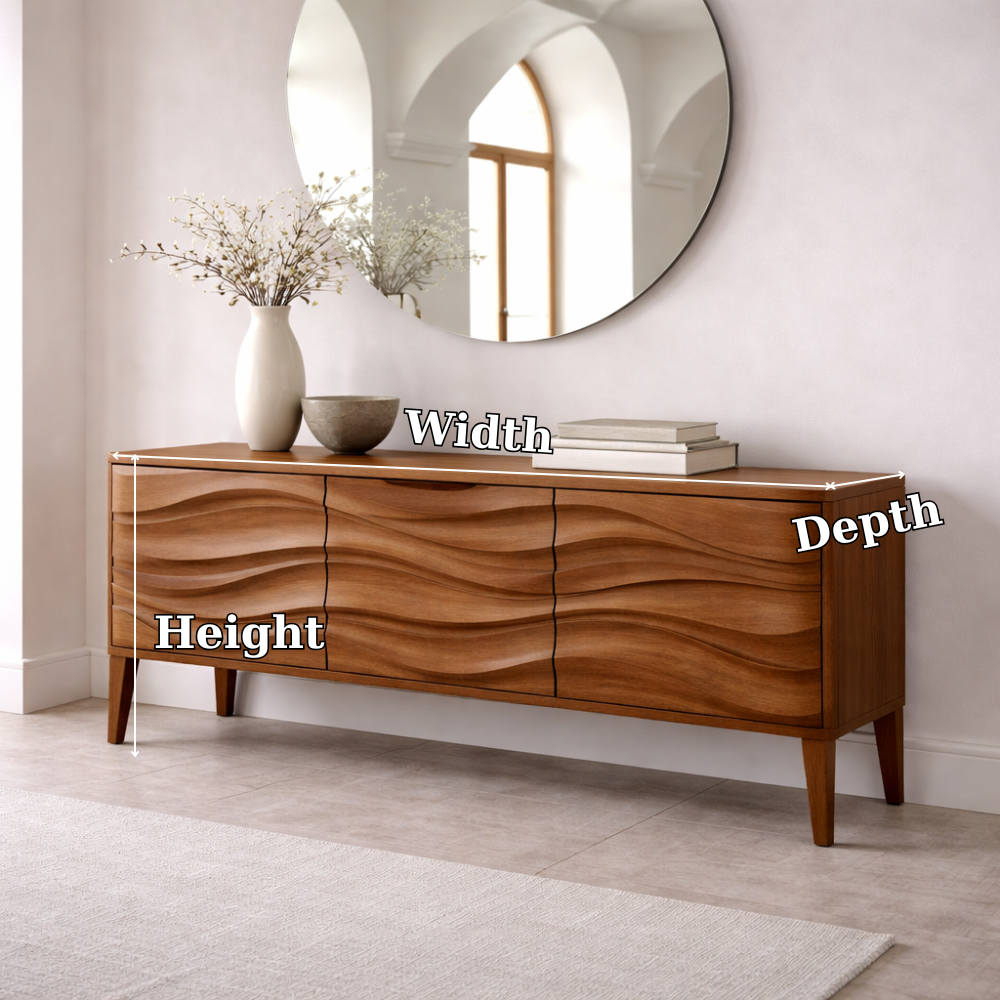 Solid Wood Console Table with Wave Front – Modern Entryway Storage Cabinet - view 7 of 7