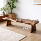 Live Edge Solid Wood Bench – Natural Wood Rustic Entryway Seating Bench - view 7 of 7