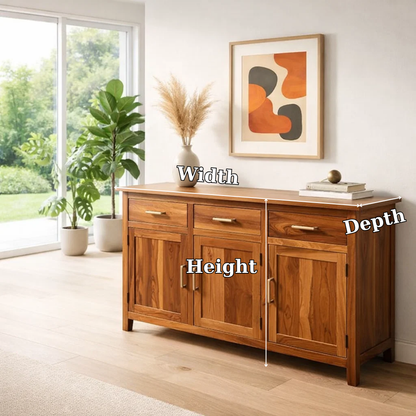 Farmhouse Sideboard Cabinet with 3 Drawers and Doors – Wooden Storage Buffet - view 6 of 7