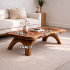 Live Edge Solid Wood Coffee Table with Sculpted Wooden Legs – Rustic Modern Center Table - view 7 of 7