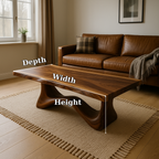 Solid Wood Coffee Table Modern Walnut with Sculptural Curved Base - view 7 of 7