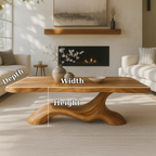 Solid Wood Coffee Table Modern Sculptural Base Natural Wood Design - view 7 of 7