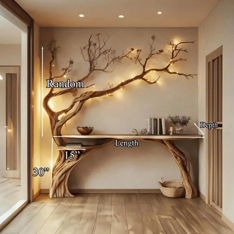 Natural Solid Wood Tree Bookshelf  Rustic Side Table Farmhouse - view 6 of 6