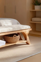 Modern Sculpted Wood Bench For Bedroom Interior Styling - view 4 of 7