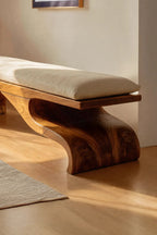 Modern Sculptural Wooden Bench For Bedroom Decor - view 4 of 7