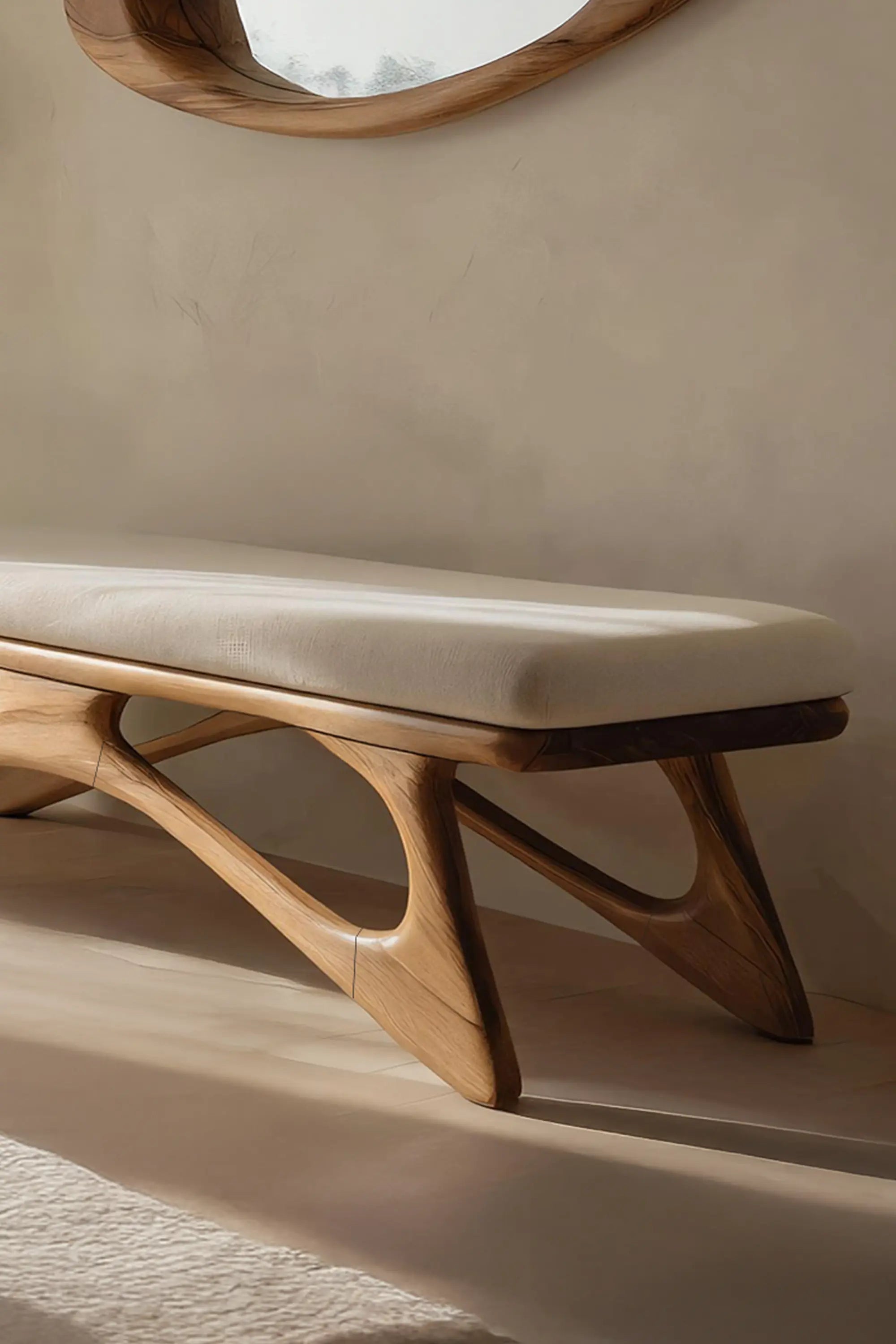 Modern Flowing Wood Bench For Furniture Accent - view 4 of 7