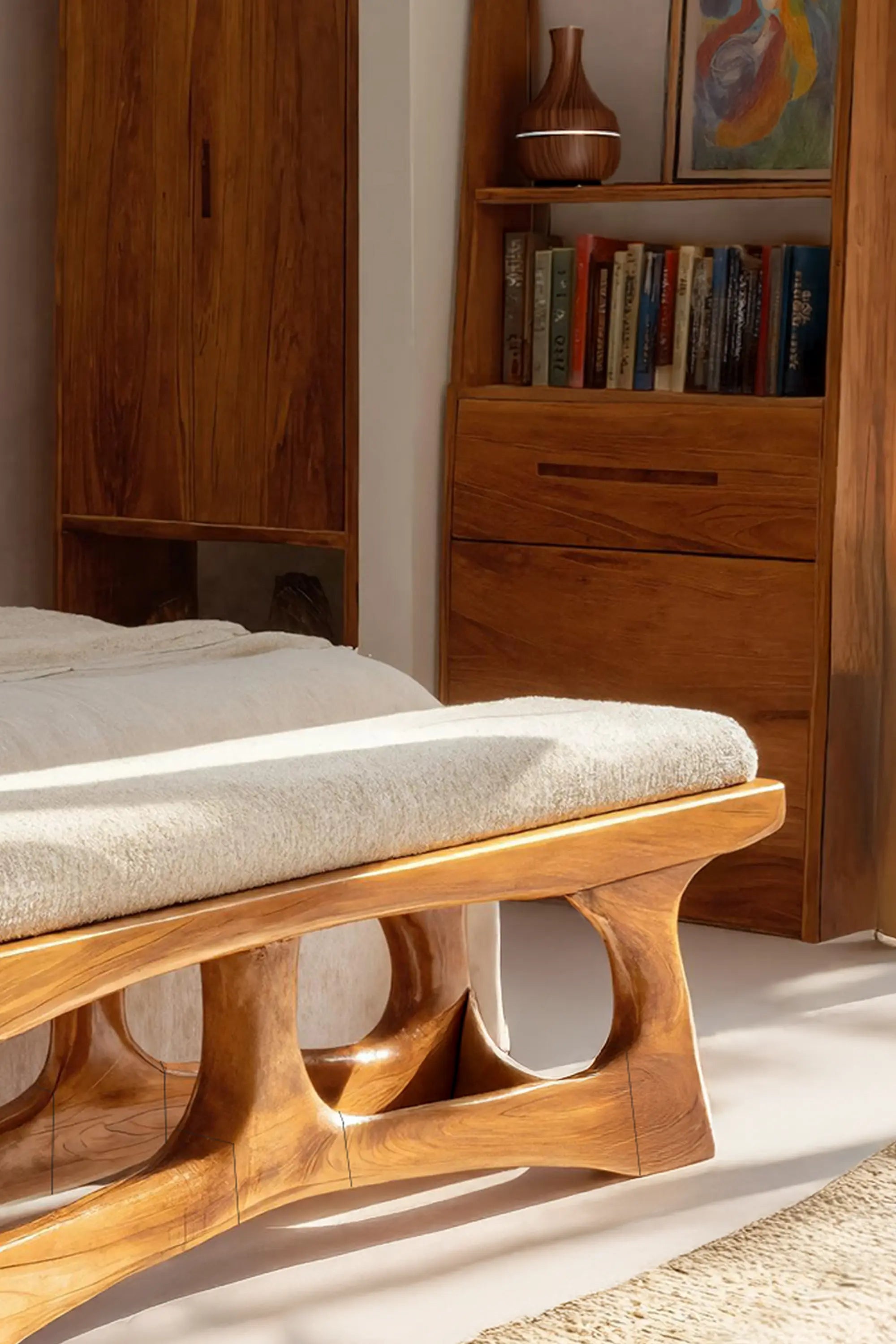 Handcrafted Curved Wood Bench For Furniture Styling - view 4 of 7