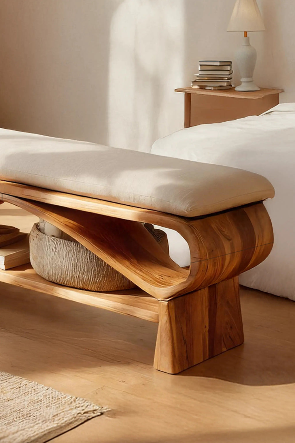 Minimalist Solid Wood Bench For Bedroom Interior Design - view 4 of 7