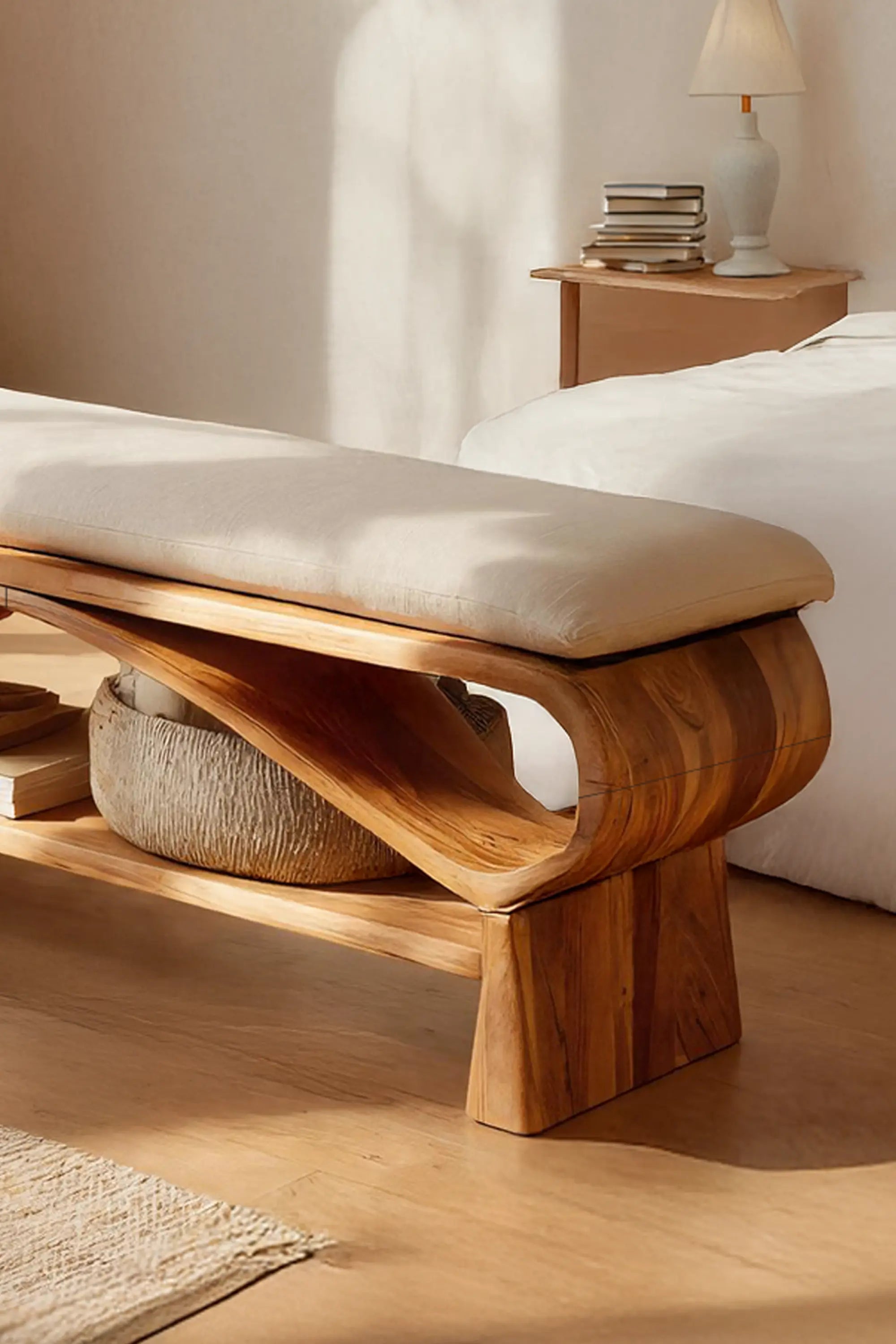 Minimalist Solid Wood Bench For Bedroom Interior Design - view 4 of 7