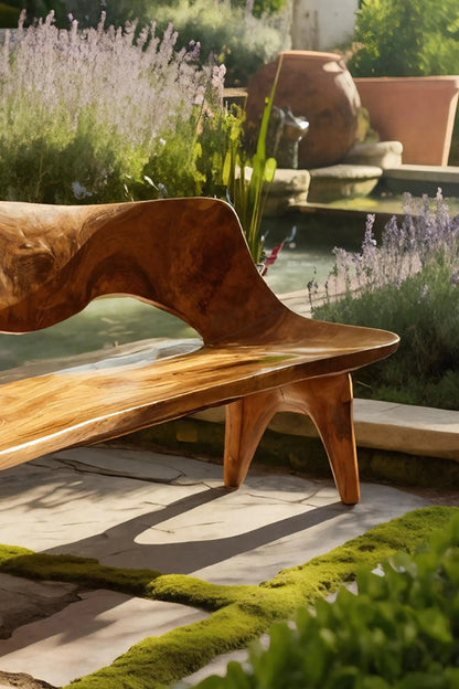 Handcrafted Curved Wood Bench For Outdoor Furniture Styling - view 4 of 7