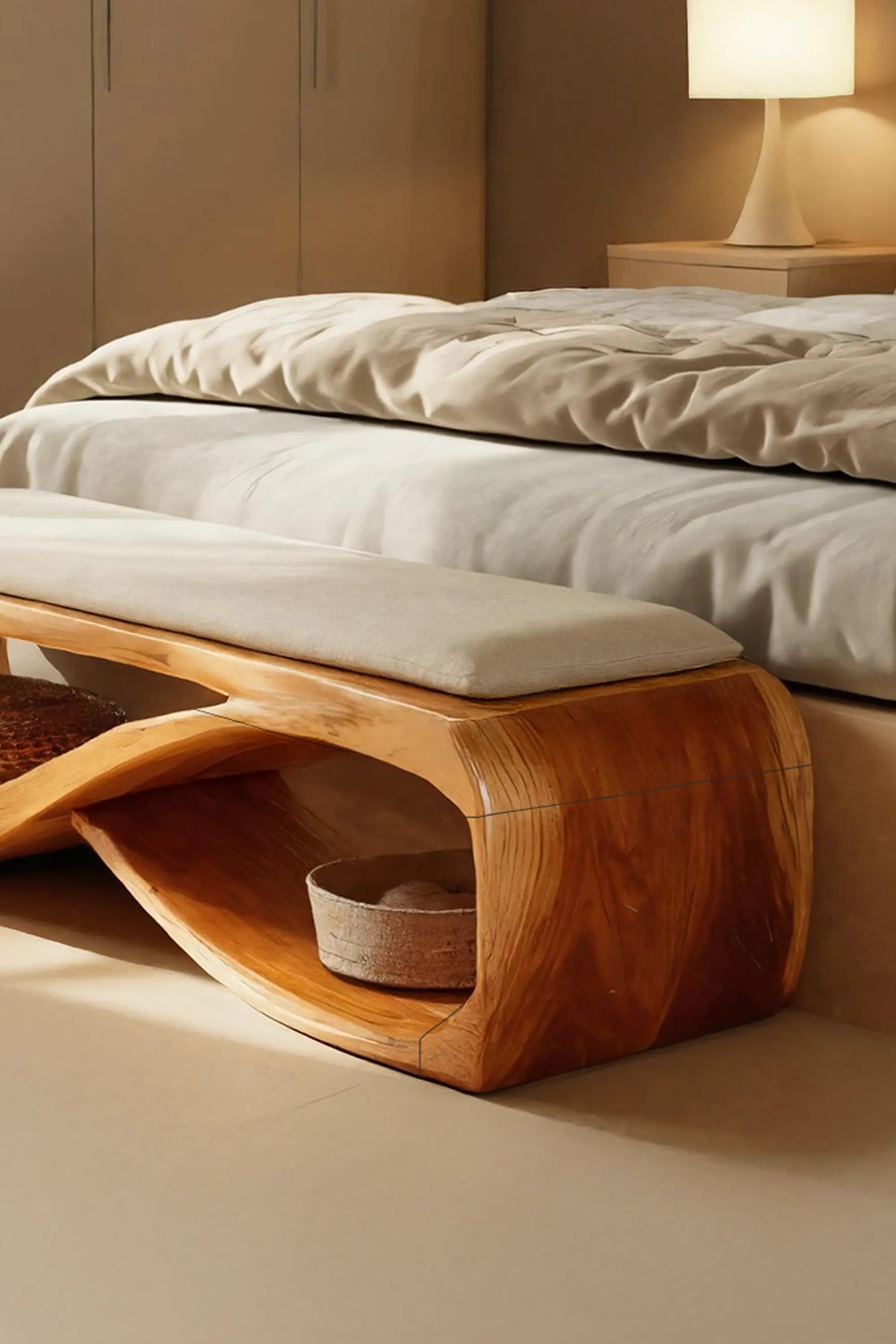 Contemporary Wooden Bench For Bedroom Furniture Decor - view 4 of 7