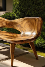 Mid Century Artistic Wooden Bench For Patio Setup - view 4 of 7