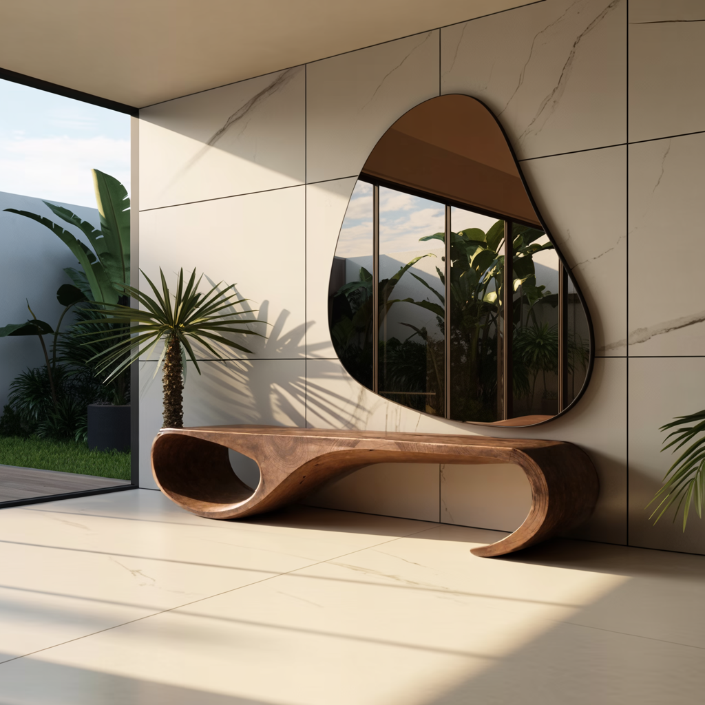 Modern Sculptural Bench For Entryway And Living Room Decor - view 3 of 8