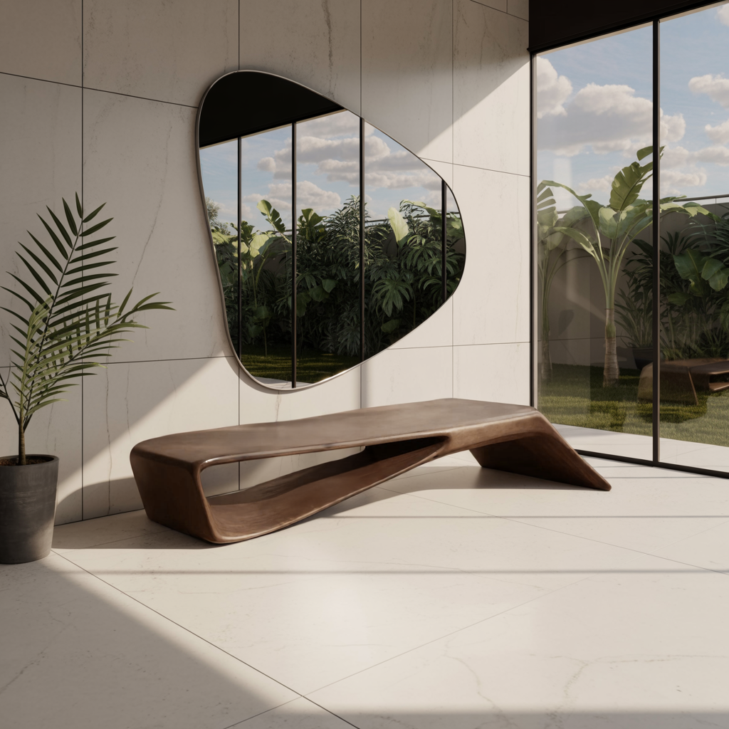 Contemporary Sculptural Bench For Entryway Hallway And Office - view 1 of 8