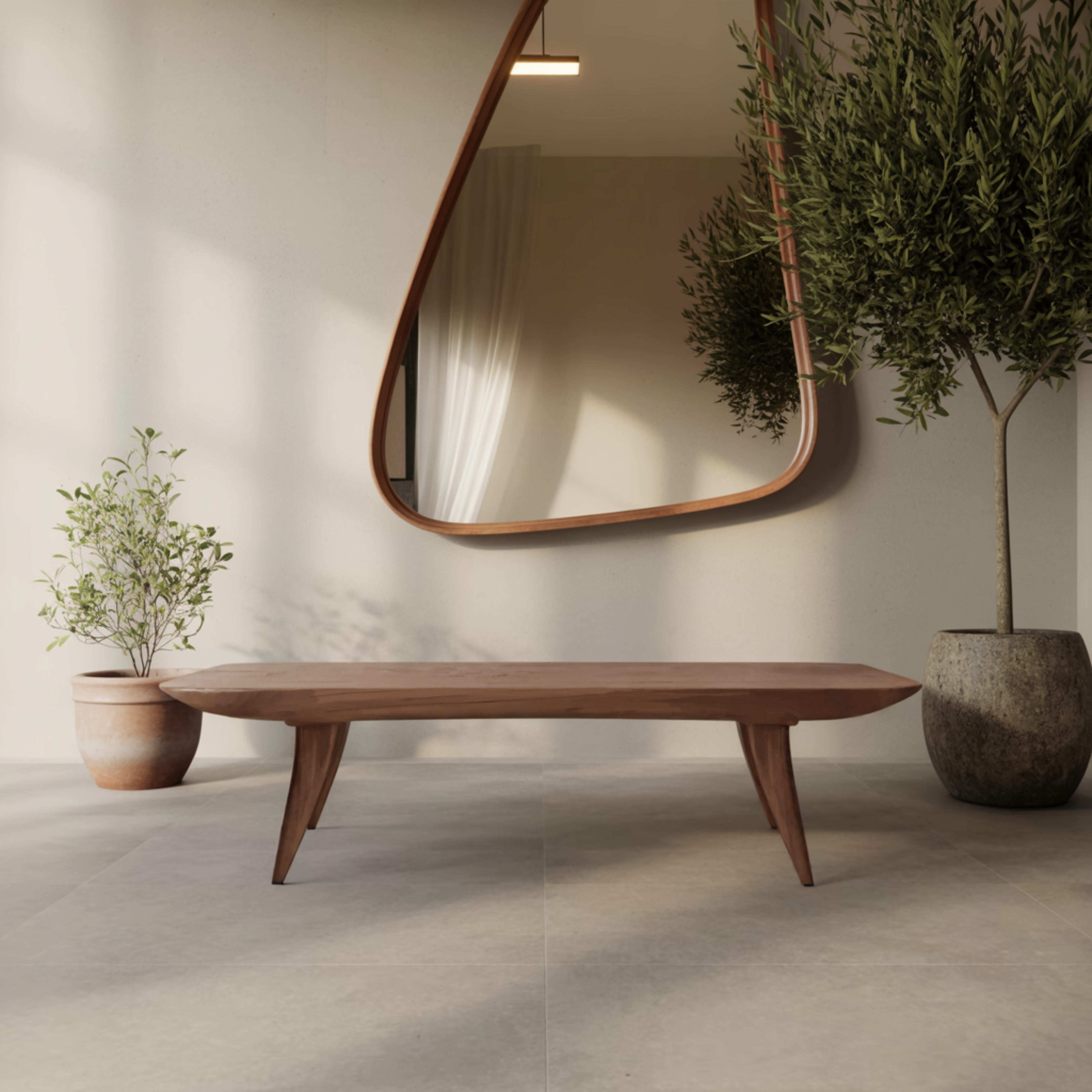 Curved Minimalist Organic Bench For Entryway Bedroom And Living Room - view 2 of 8